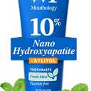 Mouthology 10% Nano Hydroxyapatite Toothpaste Fluoride Free, Whitening*, Rod Shaped nHa, Xylitol Toothpaste for Adults, Enamel Care*, Sensitive Teeth*, SLS Free, Mint 4oz (USA Made) Package May Vary