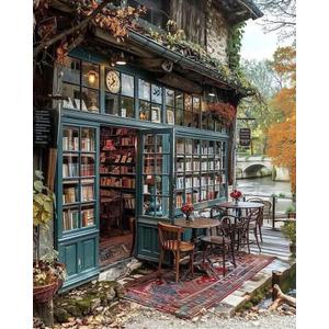 Yunruily Paint by Numbers Adults Bookshop-Paint by Numbers Kits for Adults,Paint by Numbers for Adult Canvas for Gifts Home Wall Decor(16x20inch)