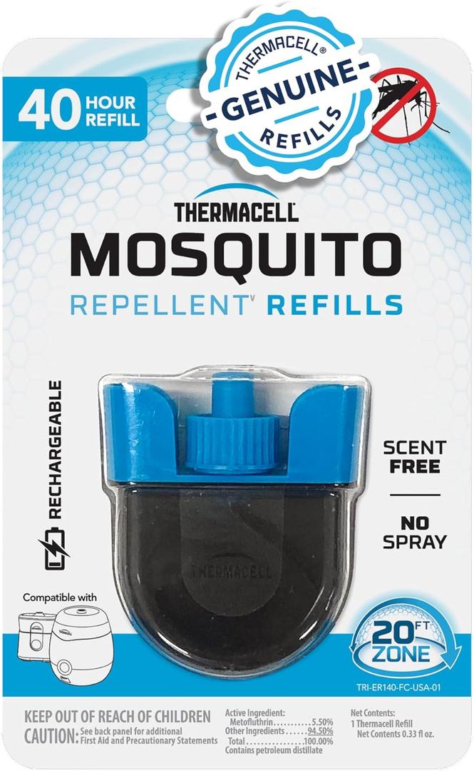 Thermacell Rechargeable Mosquito Repeller Refills; Advanced Repellent Formula Provides 20 Foot Protection Zone; Compatible with Thermacell E-Series & Radius Only; No DEET, Spray or Flame