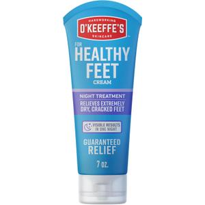 O'Keeffe's for Healthy Feet Night Treatment Foot Cream - 7 oz Tube (1 Pack) - Guaranteed Overnight Relief for Extremely Cracked, Dry Feet, Repairing Skincare, Instantly Boosts and Retains Moisture Levels