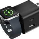 BeaSaf 36W for Apple Charging Block with Built-in Watch Charger, Foldable PD Fast Charger Block for iPhone, Dual Ports Wall Charger Compatible with Apple Watch iPhone AirPods (Black)