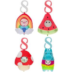 Squishville by Original Squishmallows Style & Play Clips - 4 Pack Mystery Bundle - Clip-On and Link Together - 12 Possibilities Chosen at Random