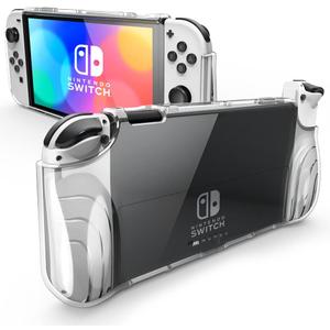 Mumba Case for Nintendo Switch OLED 2021, [Thunderbolt Series] Protective Clear Cover with TPU Grip Compatible with Nintendo New Switch OLED 7 Inch Console and Joy-Con Controller (Clear)