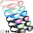 Flutesan 6 Pack Swimming Goggles Adult Kids Anti Fog Pool Goggles with Ear Plugs Nose Clip No Leaking Full Protection
