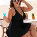 Arolina Women's One Piece Swimsuit Tummy Control Bathing Suit U Wire Slimming Swim Dress Plus Size Body Shaping Swimwear XL