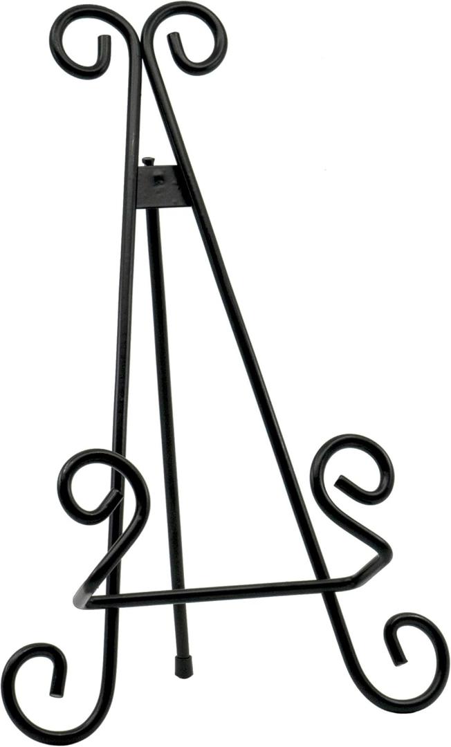 Red Co. Decorative Curved Plate Stand and Art Holder Easel in Black Finish - 13"