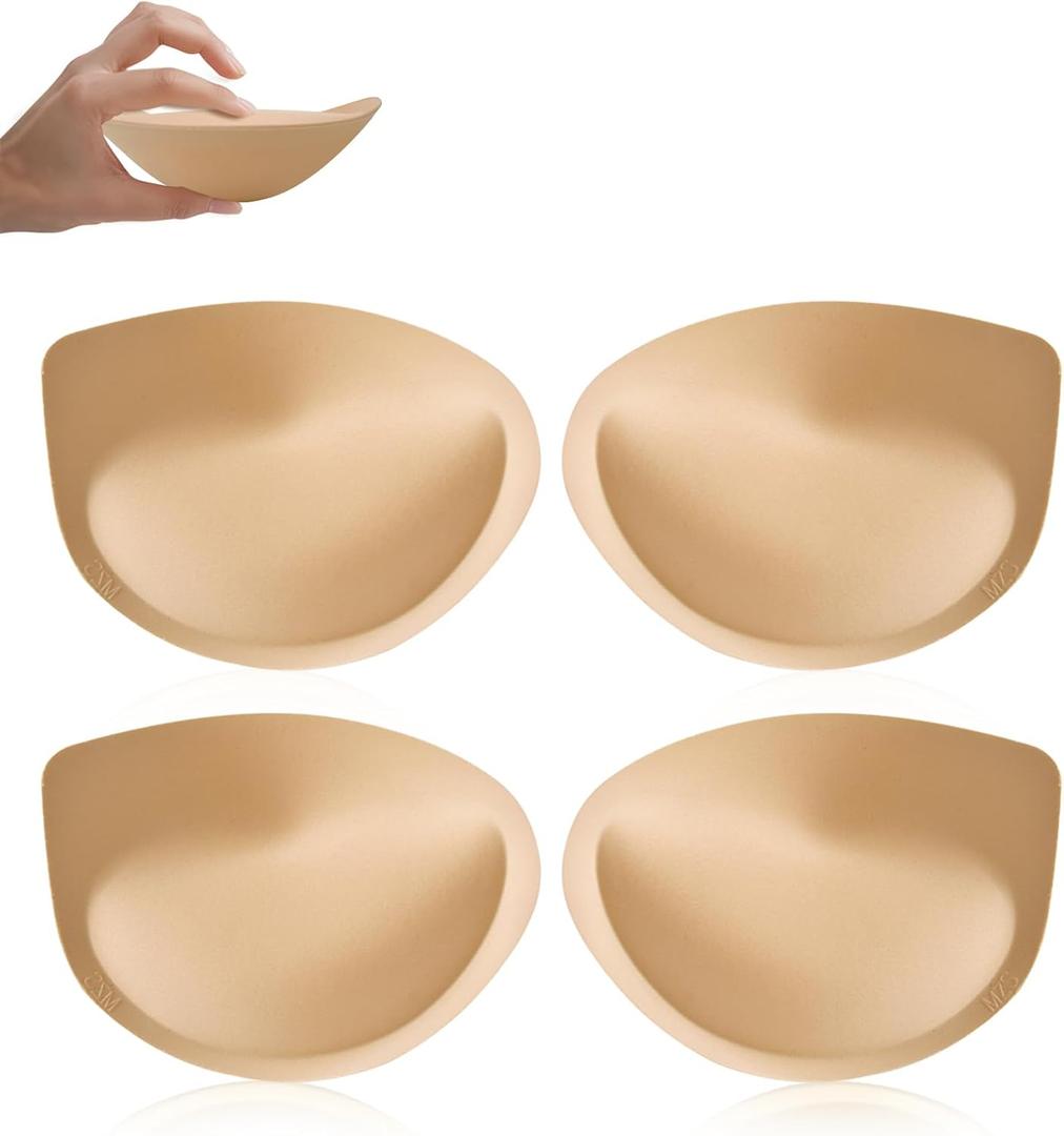 Super Thick Bra Pads Inserts for Push Up, 2 Pairs Breast Enhancers Sport Padding Add 1-2 Cups for Women Swimsuits