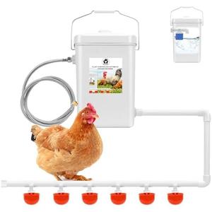 Automatic Chicken Waterer Float Controlled, 3 Gallons Poultry Waterer Dispenser with Hose Attachment, Poultry Automatic Drinking Accessories for Chicks, Duck, Goose, Turkey