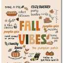 EVER-GOING TUNE Fall Vibes Autumn Wall Art Poster, Pumpkin Maple Leaves Art Poster, Harvest Seasonal Canvas Prints Wall Decor for Autumn Thanksgiving Home Gallery Living Room Bedroom, 16x24 Inches