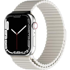 HeiKe Magnetic Silicone Band Compatible with Apple Watch Band 49mm 46mm 45mm 44mm 42mm for Men Women,Sport Loop Adjustable Wristband Strap for iWatch Ultra 2 SE Series 10 9 8 7 6 5 4 3 2 1,Starlight
