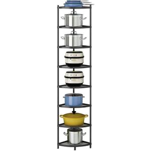 Kitchen Corner Shelf Rack, Multi-layer Pot Rack Storage Organizer Metal Shelves Holder (8 Tier)