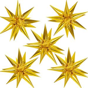 ZAKVOOR 60 Pcs Star Balloons 12 Spike Foil Explosion Party Decoration Balloons for Christmas New Year Eve Graduation Birthday (Gold)