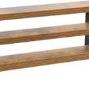 4-Tier Wooden Display Riser Shelf Stand for, Makeup, Cupcake, Condiment & Dolls Collection Home Decor Organizer, Expandable for Pantry/Counter (Brown, 3-Tier)