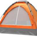 2-Person Dome Tent  Easy Set Up Shelter with Rain Fly and Carrying Bag for Camping (Orange)