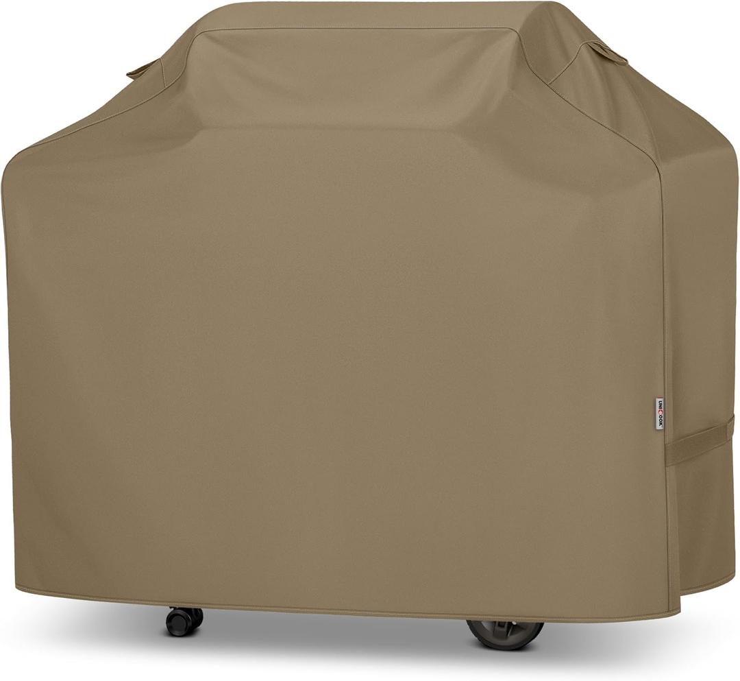 Unicook Grill Cover 60 Inch, Heavy Duty Waterproof Gas Grill Cover for Outside, Fade Resistant Barbecue Protector with Sealed Seam, Fits Weber Char-Broil Nexgrill BBQs up to 58" WideNeutral Taupe