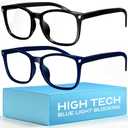 livho High Tech Blue Light Glasses - Advanced Blue Light Blocking Computer Glasses - Screen Fatigue & UV Protection (*B11 Light Black+ Dark Blue)