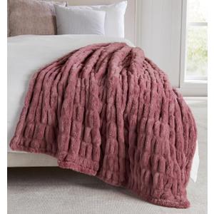 Springtree Home | Luxury Plush Throw Blanket | Pink Throw Blanket | Perfect Blanket for Couch Year Round | Fluffy Micro Fleece | Lily Collection - Rose