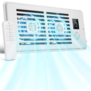 Register Booster Fan for 4 x 10 Register Holes, Vent Fan with DIY Scent Diffuser, Quiet 10-Speeds Smart Heating Cooling AC Booster, Remote & Smart LCD for Home (White)