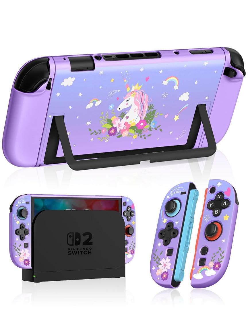 Dockable Case for Nintendo Switch 2 - Cute Kawaii Cartoon Design Soft TPU Grip Cover for Joy-Con Red Strawberry PC for Switch 2 Protective Case 2025 for Girls Boys Teens