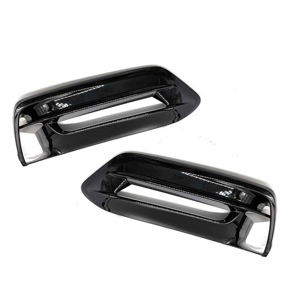 Pair Gloss Black Front Bumper Bezels Fog Light Covers