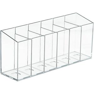 Pen Holder Tea Bag Makeup Brush Holder 6 Compartments Organizer with Removable Dividers for Desk Storage Office Accessory Bathroom Kitchen Desktop Pencil Cup Stationery Organization Clear