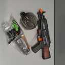 Electric Water Gun with LED Sight, Rechargeable Battery, High Capacity Drum Magazine, Black (Transparent) Ages 3+