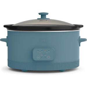 bella 6.0 Qt Programmable Slow Cooker, Ceramic Nonstick Coating, Adjustable Temperature & Cooking Times, Dishwasher Safe Stoneware Pot & Tempered Glass Lid, Tangle Free Cord Wrap, Surf, 6 Quarts