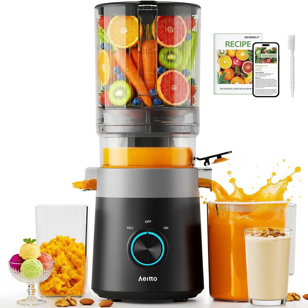 Aeitto 3-in-1 Juicer Machines, 6.0" Wide Mouth, Mesh-Free Easy to Clean