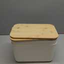 Citylife 2 PCS Storage Bins with Bamboo Lids Plastic Storage Containers for Organizing Stackable Storage Box with Handle, 10.23 x 7.08 x 6.3 inch (White)