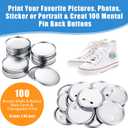 300 Pieces Blank Button Making Supplies Round Badge Parts Metal Pin Badge Kit for Button Maker Machine, Including Metal Shells Back Cover and Clear Film(3 Inch,Silver)