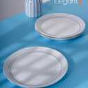 10.5 inch Dinner Plate Set of 6, Lightweight Round Opal Glass Dinnerware Plates, Dishwasher and Microwave Safe, Black Modern Speckled Design (Galaxy)