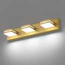 SineRise LED Modern Bathroom Vanity Light Fixtures, Modern Acrylic Bathroom Wall Lighting Fixtures Over Mirror, 3-Light, 24-Inch, Brass, White