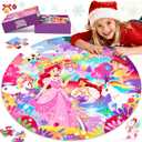 Unicorn Toys Gifts for Girls Age 4-6, 70 Pcs Jumbo Floor Puzzle for Kids, Fun Educational Preschool Learning Toy for Toddlers 3-5, Easter Basket Stuffers Birthday Gifts for Kids (Pink)