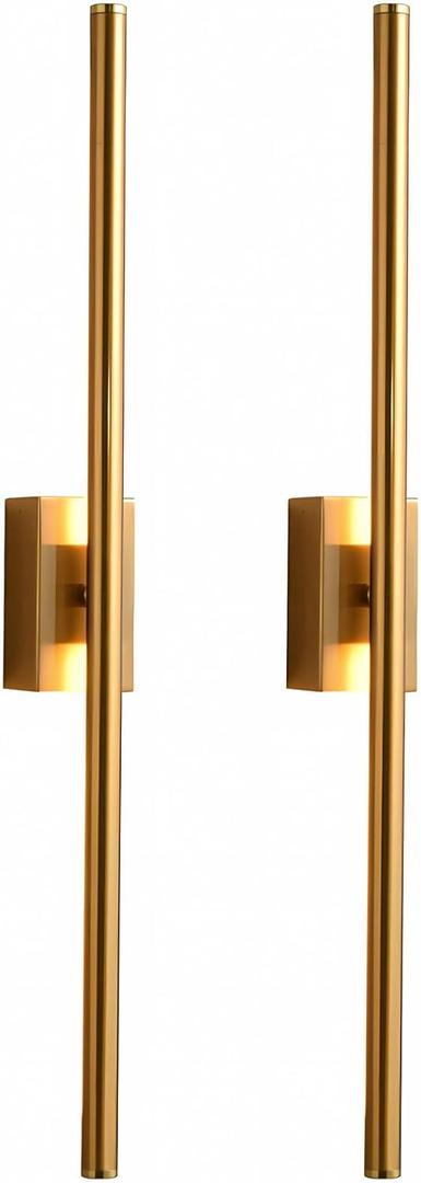 2pack Slender Bar Linear Mirror Light for Modern LED Linear Wall Light Long Strip Wall Bathroom Corridor Aisle Living Room Background Bedroom Bedside Indoor Wall Lam (Gold)