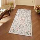 Lahome Boho 2x4 Beige Bathroom Runner Rugs Non Slip Washable, Insect Botanical Runners for Hallways Soft Kitchen Carpet Runner, Indoor Runners for Entryway Laundry Bedroom(Beige,2x4)