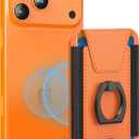 For Magsafe Wallet with Grip, 6-Card Holder, Stronger Magnetic Card Wallet Holder for iPhone 17/16/15/14/13/12 Series, Leather Magnetic Phone Wallet with Privacy Flap, RFID Blocking, Cosmic Orange