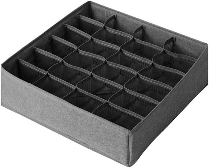 Underwear Organizer with Drawer Dividers, Foldable Fabric Dresser Closet Organizers Bins, Bedroom Cabinet Organization and Storage Box for Baby Clothes, Undies, TiesSock-Dark Grey (24 Cell)