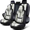 Auto Car Seat Covers Accessories Full Set Leather Cushion Protector Breathable Waterproof Seat Cover for Cars Universal Fit (Black&White, Front Pair and Rear)