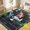 Kids Airport Rug,3 x 5 Ft City Road Play Rug
Extra Thick 0.4 in Soft Non-Slip Car Carpet Play Rug with Realistic Airport Roads for Toy Cars, Bedroom & Playroom