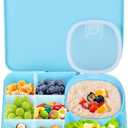 Pawtong Snackle Box Container for Kids,Adjustable Compartments,Reusable Snack Containers with Lids,Easy-Open Latch,Lunch Food Containers,Dishwasher Safe,Leak-Proof Silicone Ring(1 Pack- Blue)