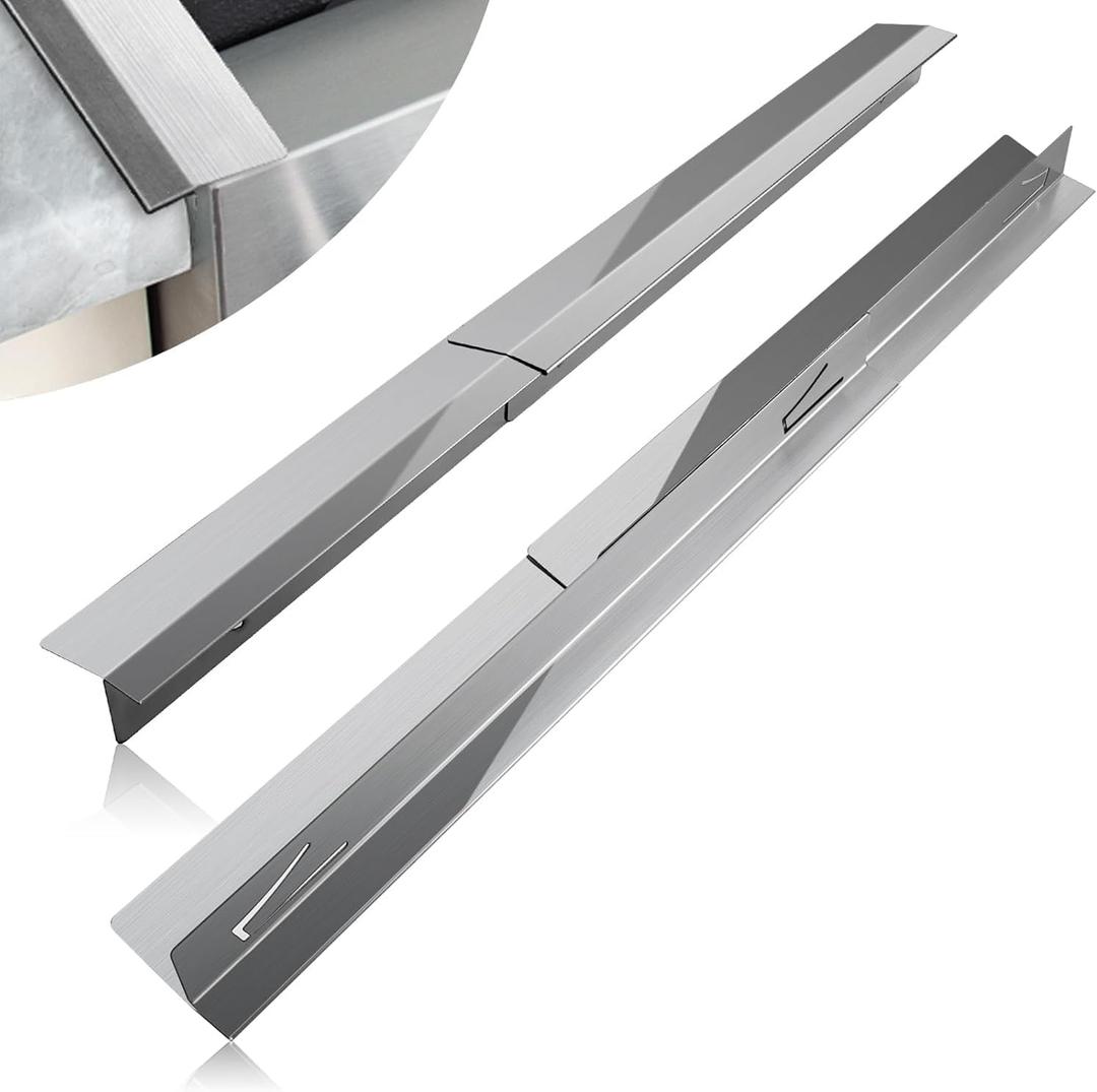 2PCS Kitchen Stove Counter Gap Covers, Stainless Steel Gap Cover, Cooktop Trim Kit, Stove Gap Guards, Oven Gap Filler, Heat Resistant & Effectively Protect Stove Gap Filler(16.5"-33" Silver)