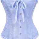 SZIVYSHI Corset Tops for Women, Bustier Shapewear Lingerie, Lace Waist Push Up Bodysuit (Blue, M)