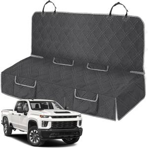 Dog Car Seat Cover Compatible with Full-Size Truck, Ford F150/250/350 Chevy Silverado Dodge Ram 1500 2500 3500, 600D Oxford Scratch Proof Nonslip Pickup Waterproof Pet Rear Bench Seat Cover