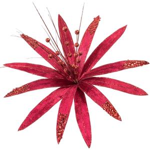 KI Store Oversized Christmas Poinsettia Flowers Deep Red 19-Inch Set of 3 Floral Picks for Christmas Tree Wreath Garland Decorations