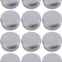 1 Ounce Aluminum Tin Jar Refillable Containers 30 ml Aluminum Screw Lid Round Tin Container Bottle 30 Pack for Cosmetic, Lip Balm, Cream