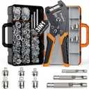 Preciva 3-Size Grommet Tool Kit - 1/2" 1/4" 3/8" Hole Punch & Eyelet Setting Tool with 300Pcs Grommets | Handheld Eyelet Plier for Tarps, Tents, Canvas, Vinyl & Leather Crafting