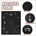 Tutata Sports Magazine Frame, Fits Measuring 8.0 x 10.5 or 8.5 x 11.25 Inches Magazine Display, Deep Frame Moulding, (Black, Black Mat)