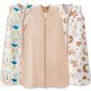 Baby Sleep Sack 12-18 Months Baby Wearable Blanket 100% Cotton TOG 0.5 2-Way Zipper Newborn Sleeping Bag, 3 Pack Comfy Lightweight Sleep Sacks for Babies
