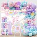 1st Birthday Decorations for Girl, 145pcs Sweet One Birthday Party Decorations Supplies, Donut 1st Birthday- Decoration Girl, Ice Cream Candy First Bday