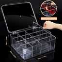 Sock Underwear Organizer, 16 Compartment Adjustable Dividers Tie Socks Underwear Drawer Organizers for Closet, Clear Plastic Storage Containers Box with Lids for Ties Scarf Socks Bras